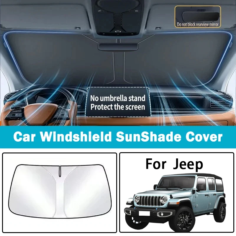 

For Jeep Wrangler Grand Cherokee Compass Freelight Freeman Car Sunshade Sunscreen Insulated Front Windshield Parasol