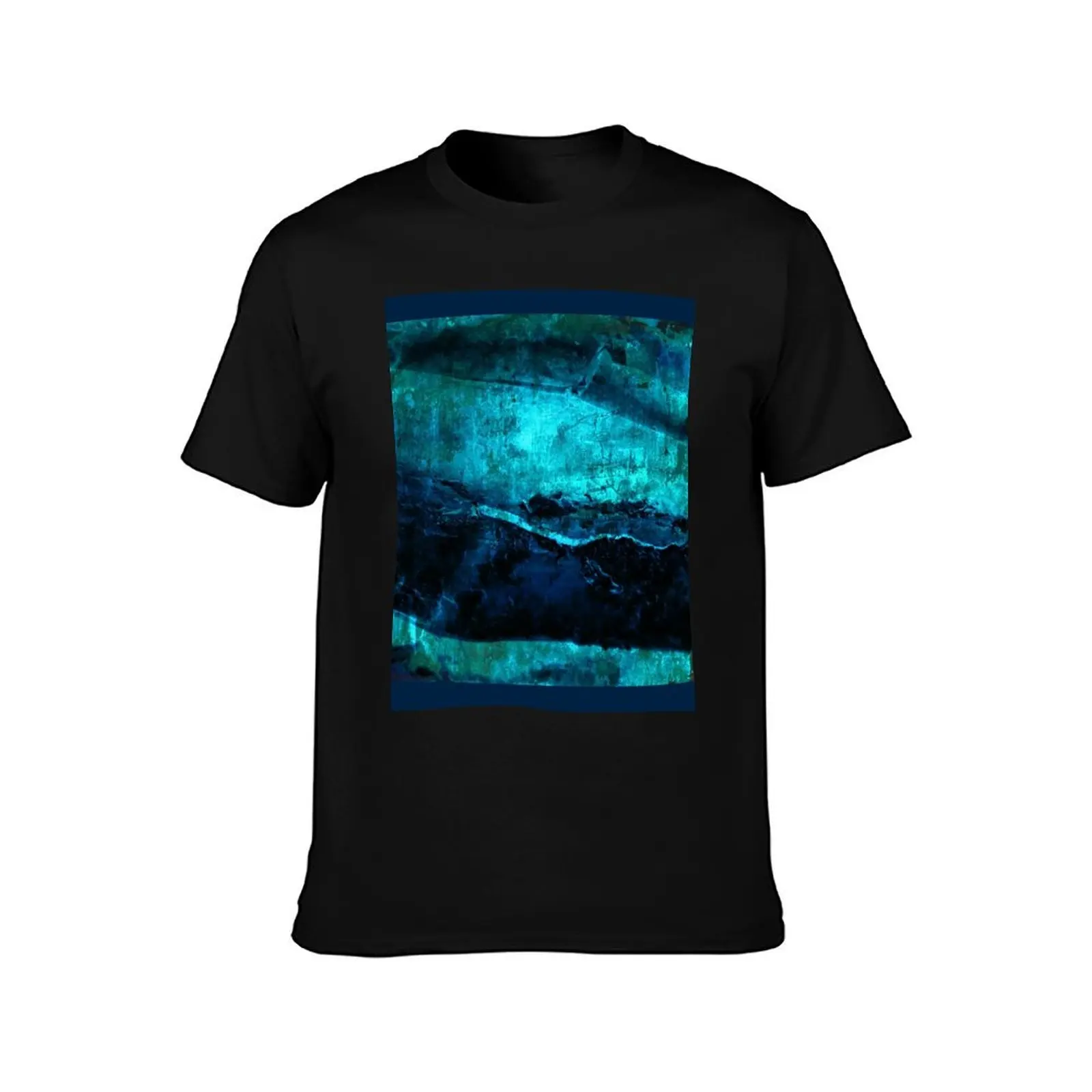 Beneath - Abstract in navy blue and turquoise T-Shirt Casual Streetwear Short Sleeve Tee T-Shirt