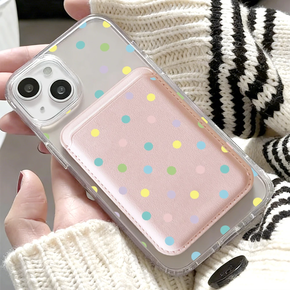 Colorful Polka Dot For Magsafe wallet Magnetic Card holder Phone Case For iPhone 17 16 13 15 12 14 Pro Max Plus 17 Air 16E Cover view 3