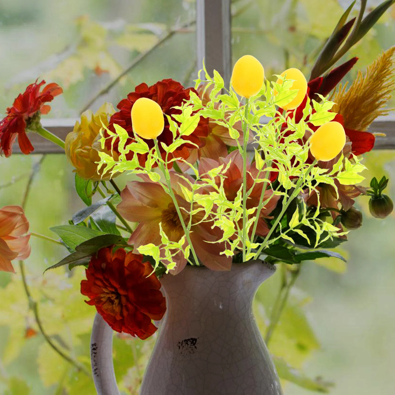 

6pcs Faux Lemon Branch Artificial Yellow Fruits Decorative Fake Fruit For Home Decoration Centerpiece Kitchen Table Vase