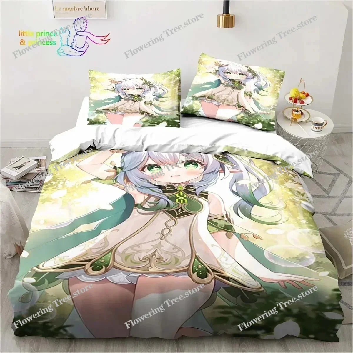

Genshin Impact Anime Printed Bedding Set Single Twin Full Queen King Size Bed Set Adult Kid Bedroom Bedding Gift