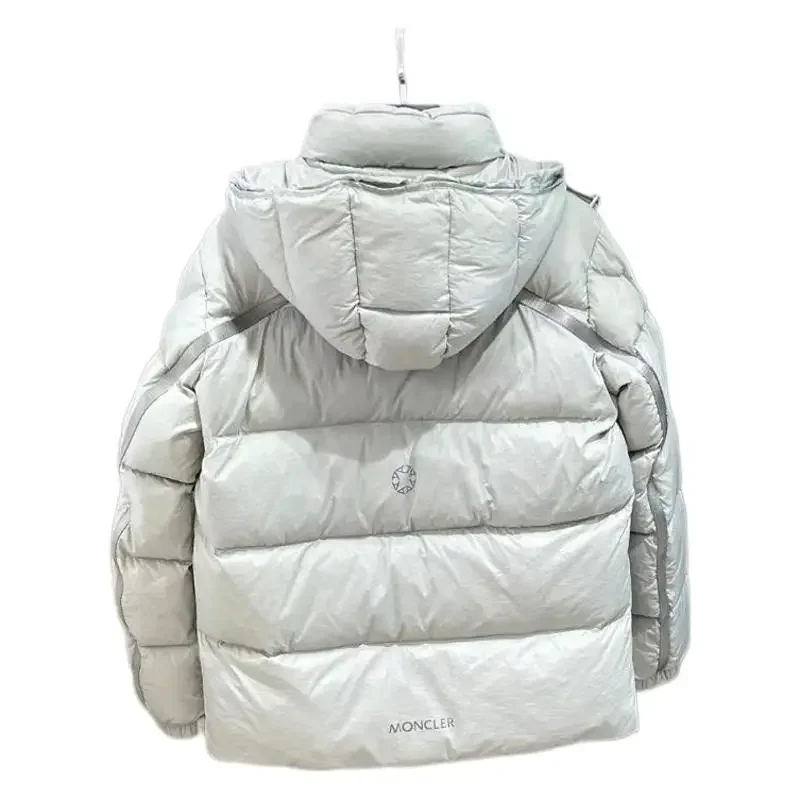 Moncl * r effen kleur winddicht gewas puffer jack unisex winter dikke korte stijl 90% witte ganzendonsjas damesjassen