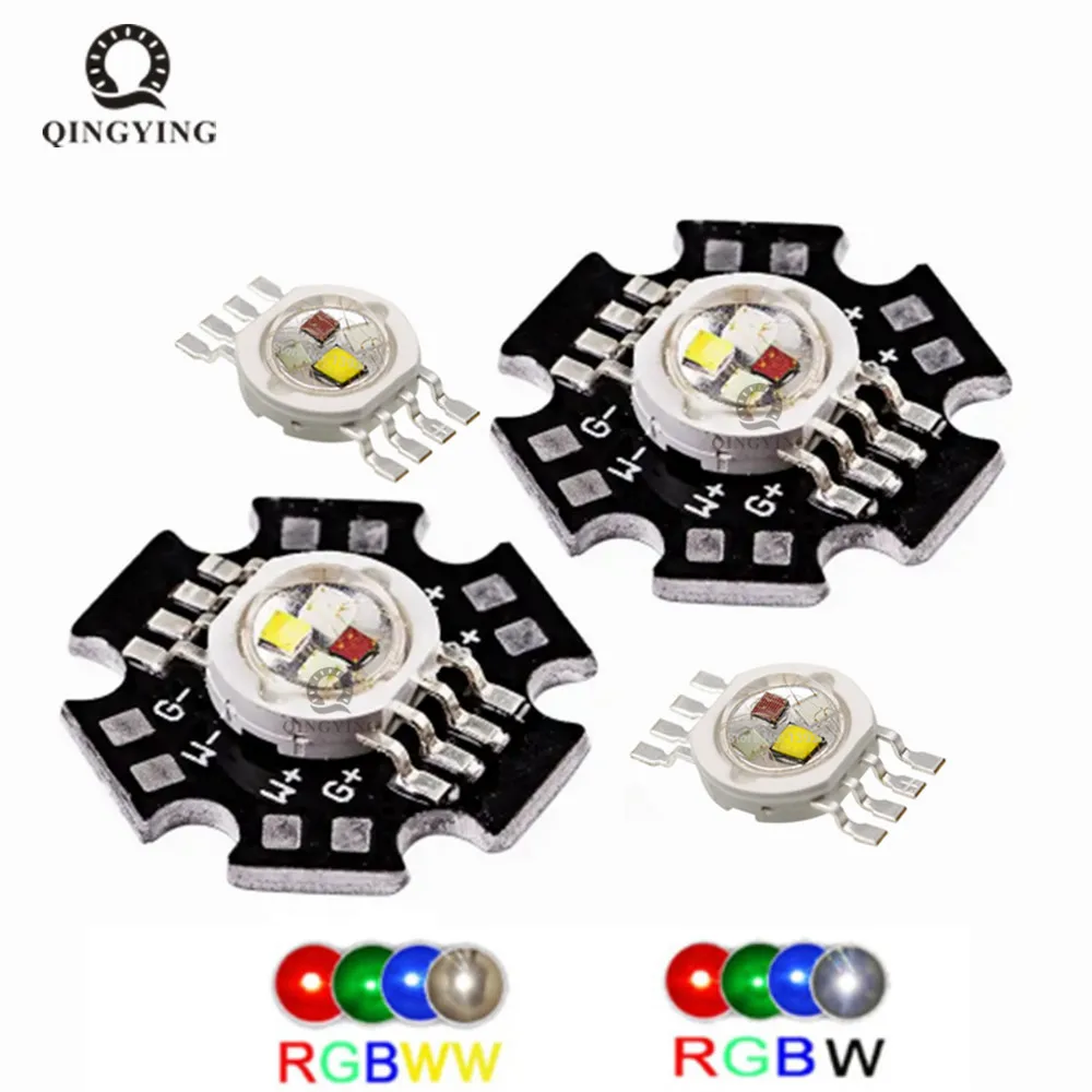 Chip de alta potência Beads lâmpada, fontes coloridas, DIY para iluminação local de palco, 8 pinos, LED RGBW, RGBWW, 4W, 12W, 4x3W, 5-100Pcs