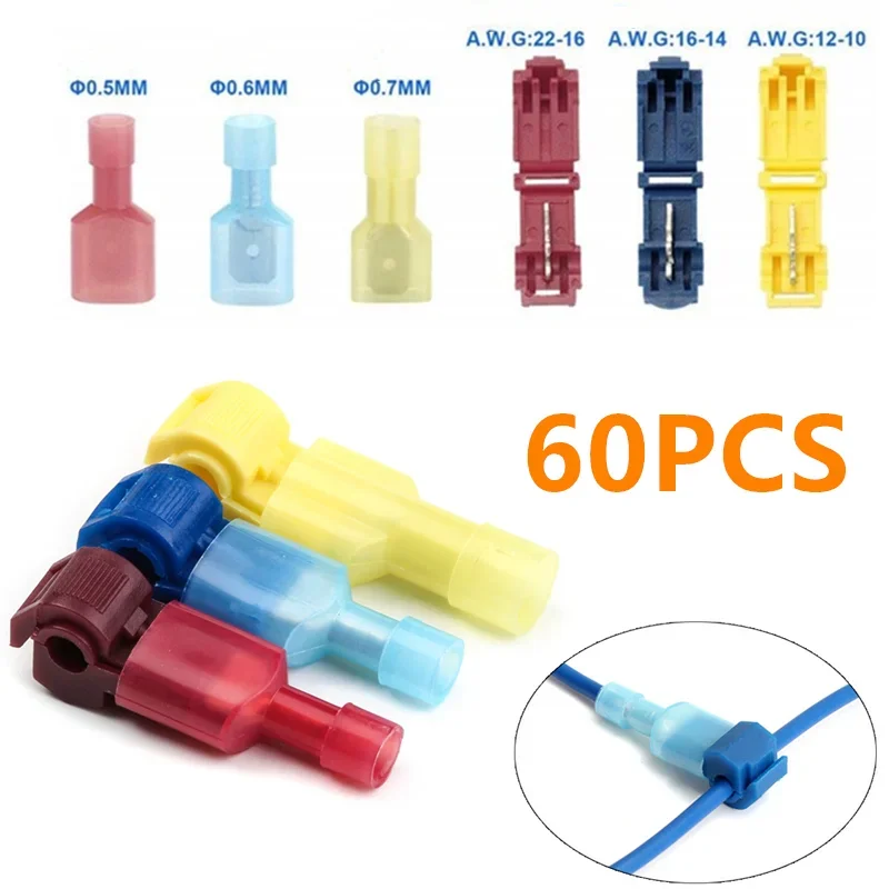 60PCS Quick Electrical Cable Connectors Snap Splice Lock Wire Terminal Crimp Wire Connector Waterproof Electric Connector