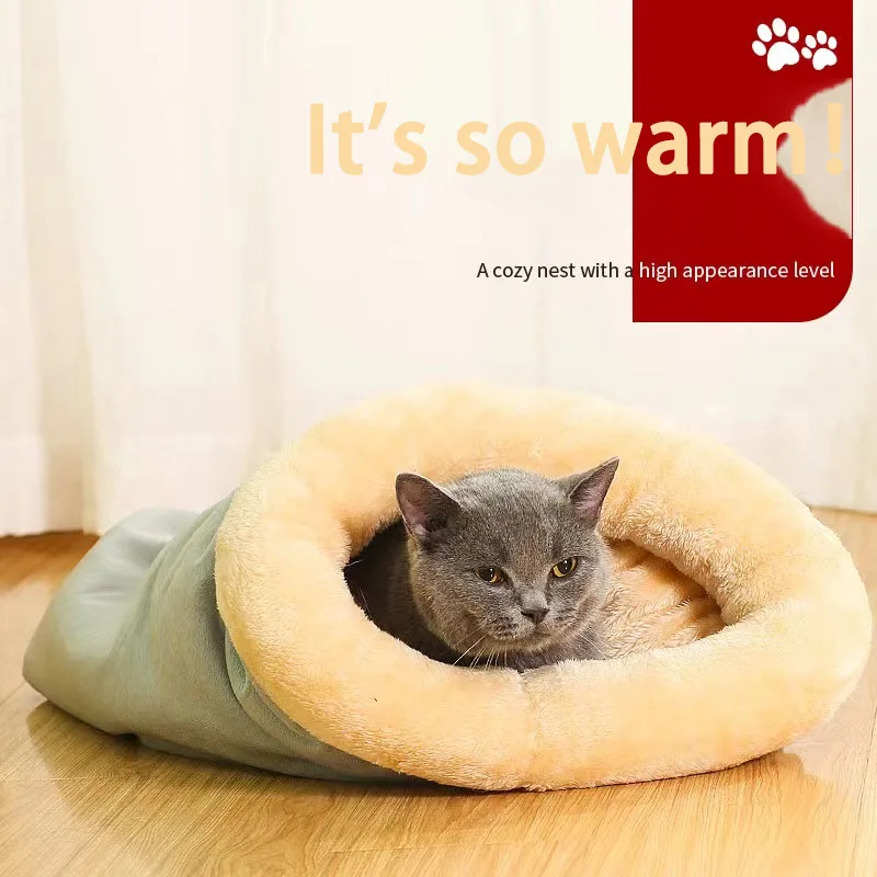 

Cat sleeping bag closed detachable and washable cat bedding winter warmth pet kennel dog kennel universal Japanese cat kennel