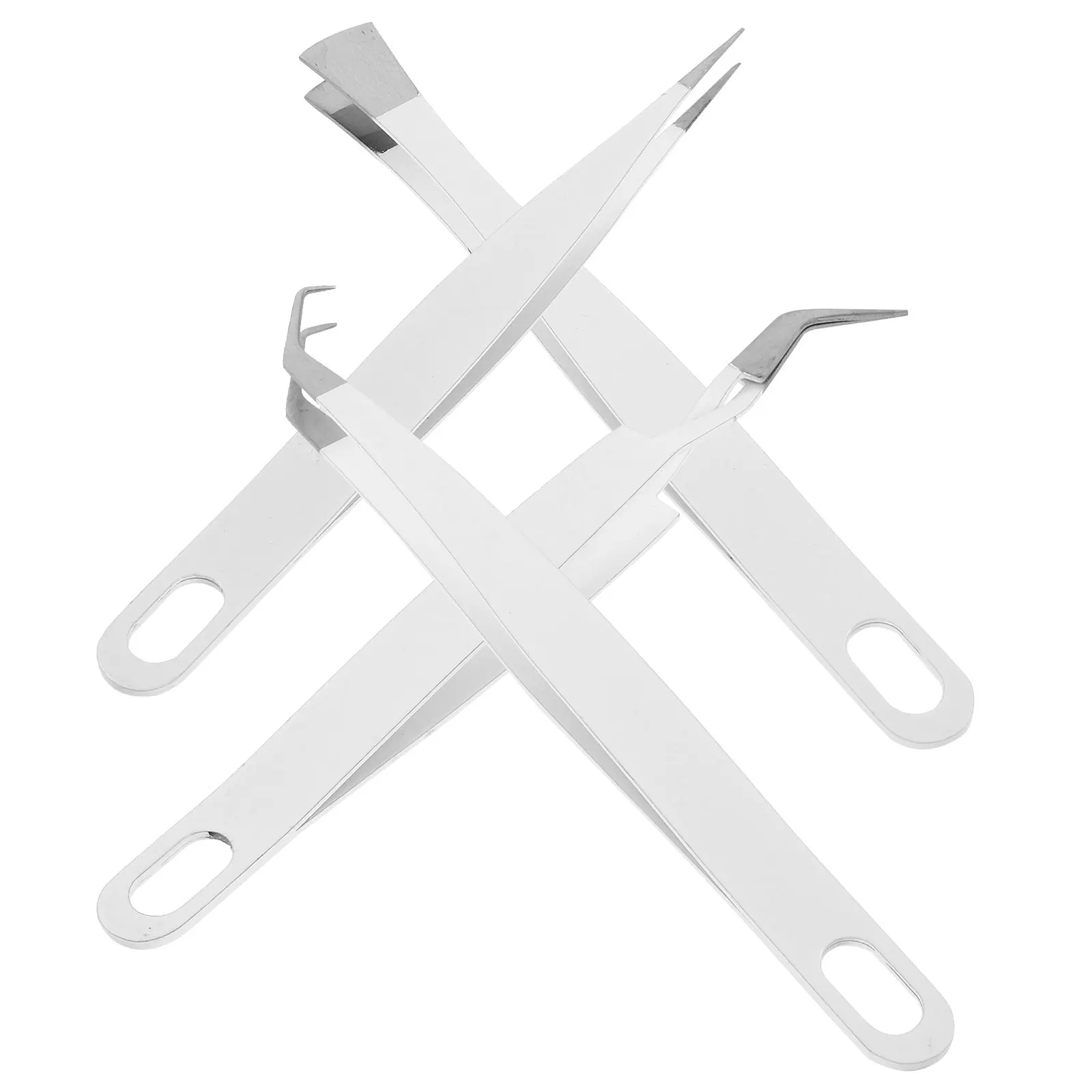 

4Pcs Premium Stainless Steel Multi-Use Tweezers for Stamp Collecting Crafting Jewelry Making Photo Mounting False Eyelash