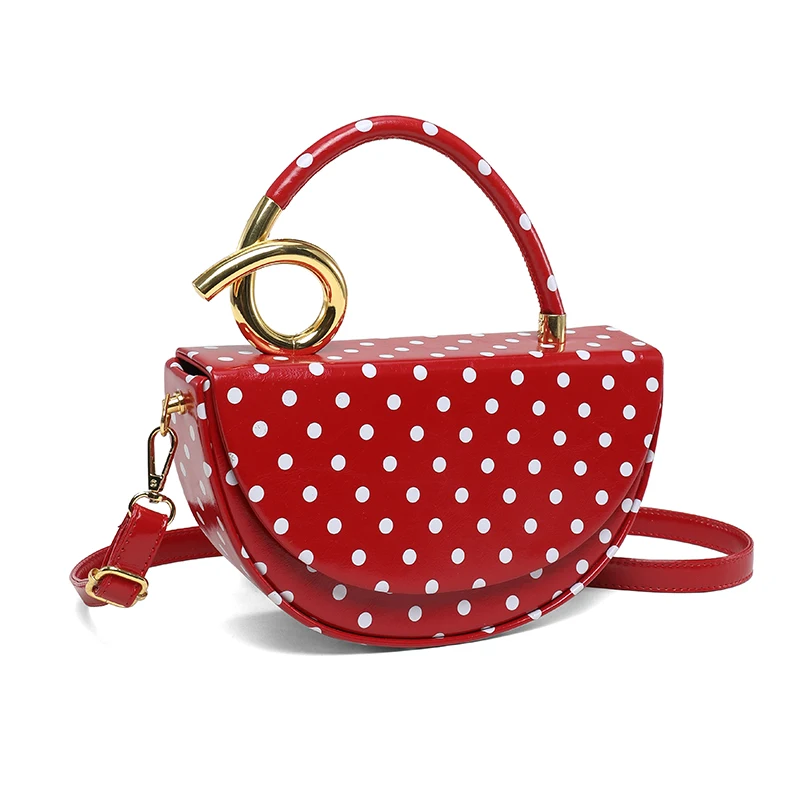 Designer Kleine Satteltasche mit Kurzem Henkel, Handtasche, Modische Polka-Dot Schultertasche, Y2K Trend Damen Party Clutch – Detail 16