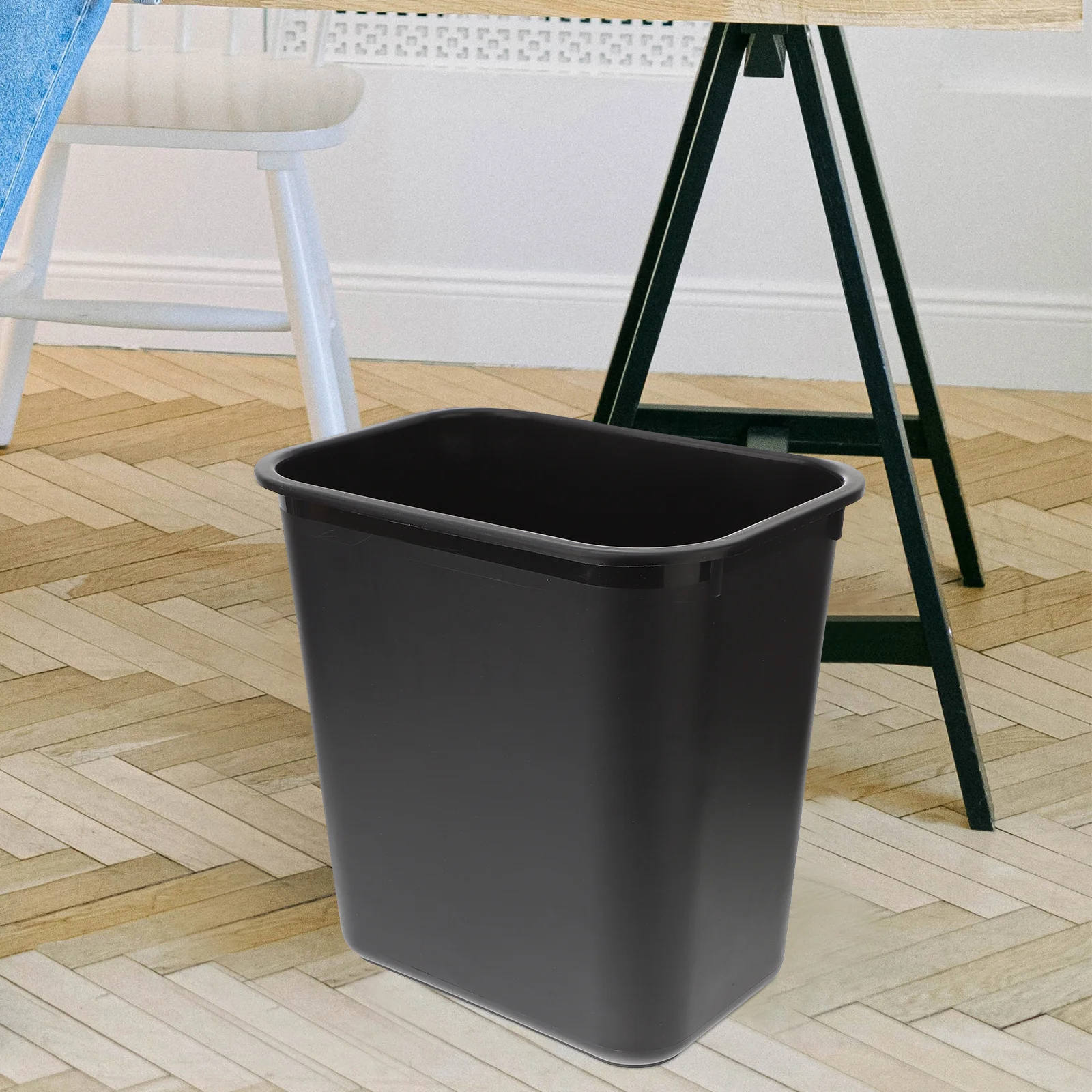 

Square Trash Can Black Plastic Waste Bin For Home Bathroom Office Bedroom Multi-Function Garbage Container Household