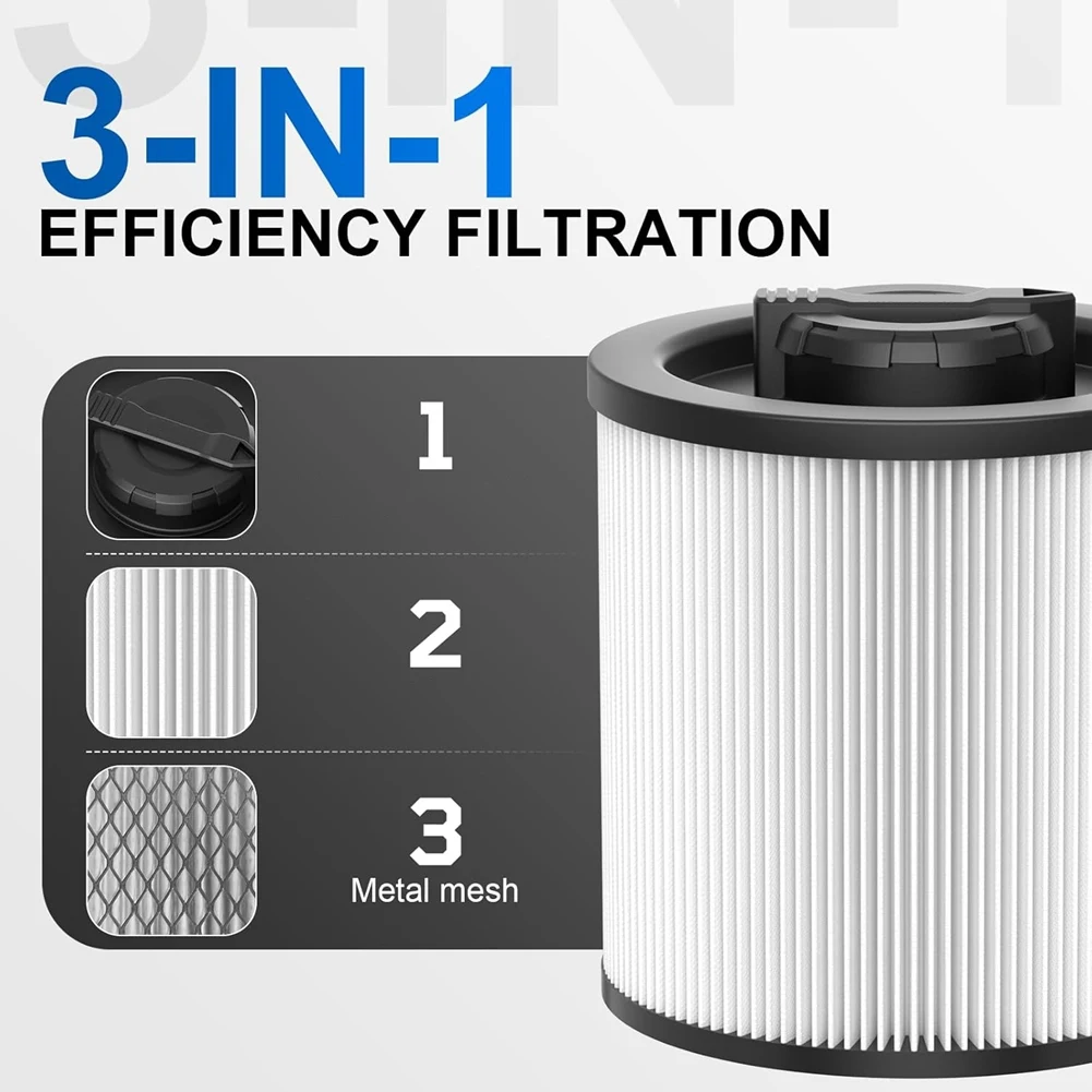 

CHCH 2 Pack DXVC6910 Cartridge Filter Replacement For 6-16 Gallon Wet/Dry Vac, For Vacuum Cleaner White