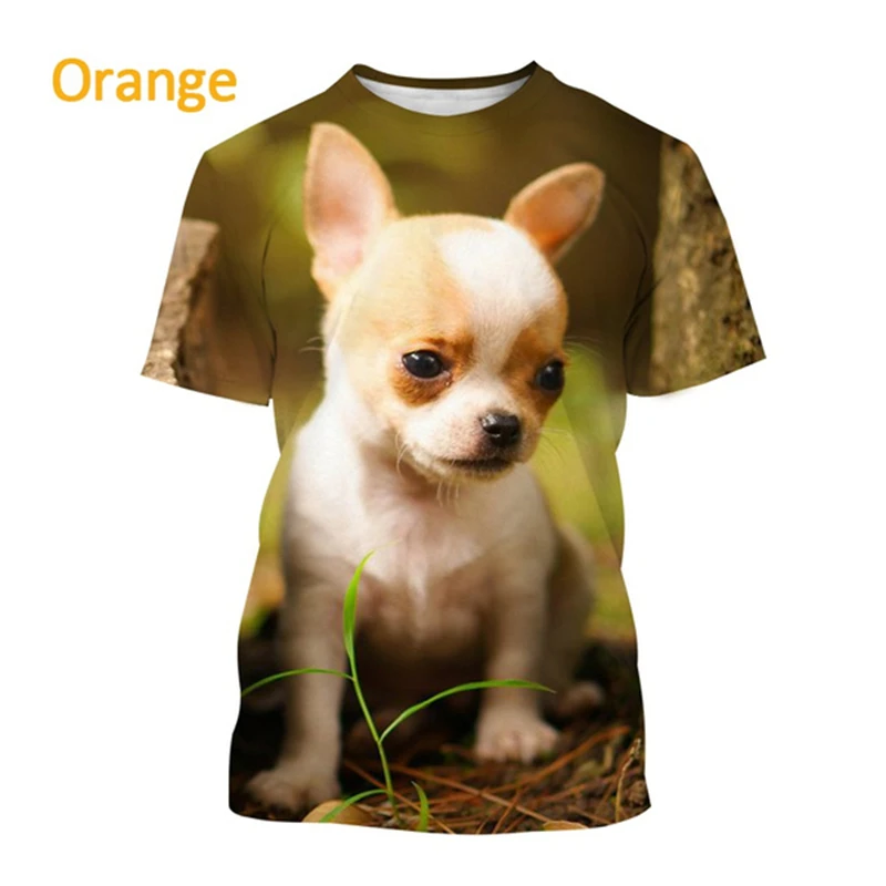 Cute Animals 3d Mens Graphic Tshirts Women Funny Chihuahua Dog Pattern T Shirt Kid Street Breathable O Neck Short Sleeve T-shirt