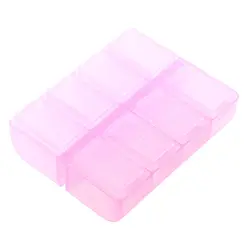 Plastic Rectangle 8 Compartments 7 Days Medicine Pill Box Pink