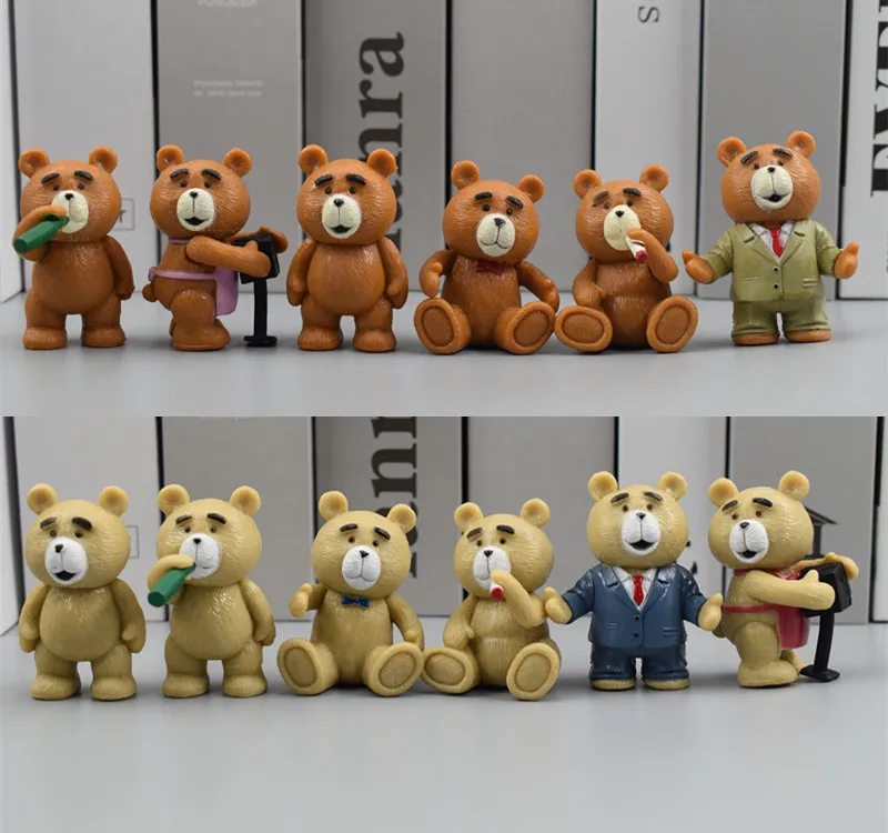 6PCS/SET 5cm Movie TED Teddy Bear Figure Model Toys