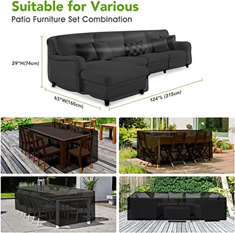 Terrace Patio Furniture Cover Waterproof 210d Furniture Cover, Suitable For Outdoor Sofa Set