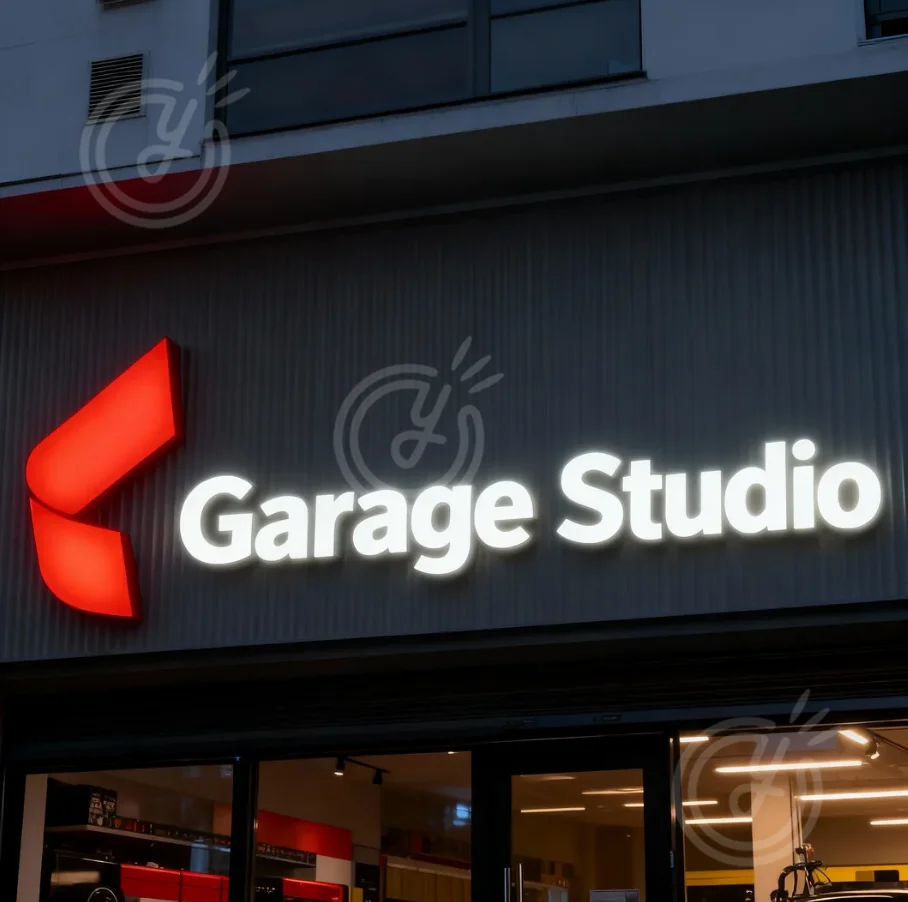 Custom Illuminated Outdoor and Indoor Signage Garage Studio Sign Letter Logo LED Advertising Backlit Metal Waterproof Signboard