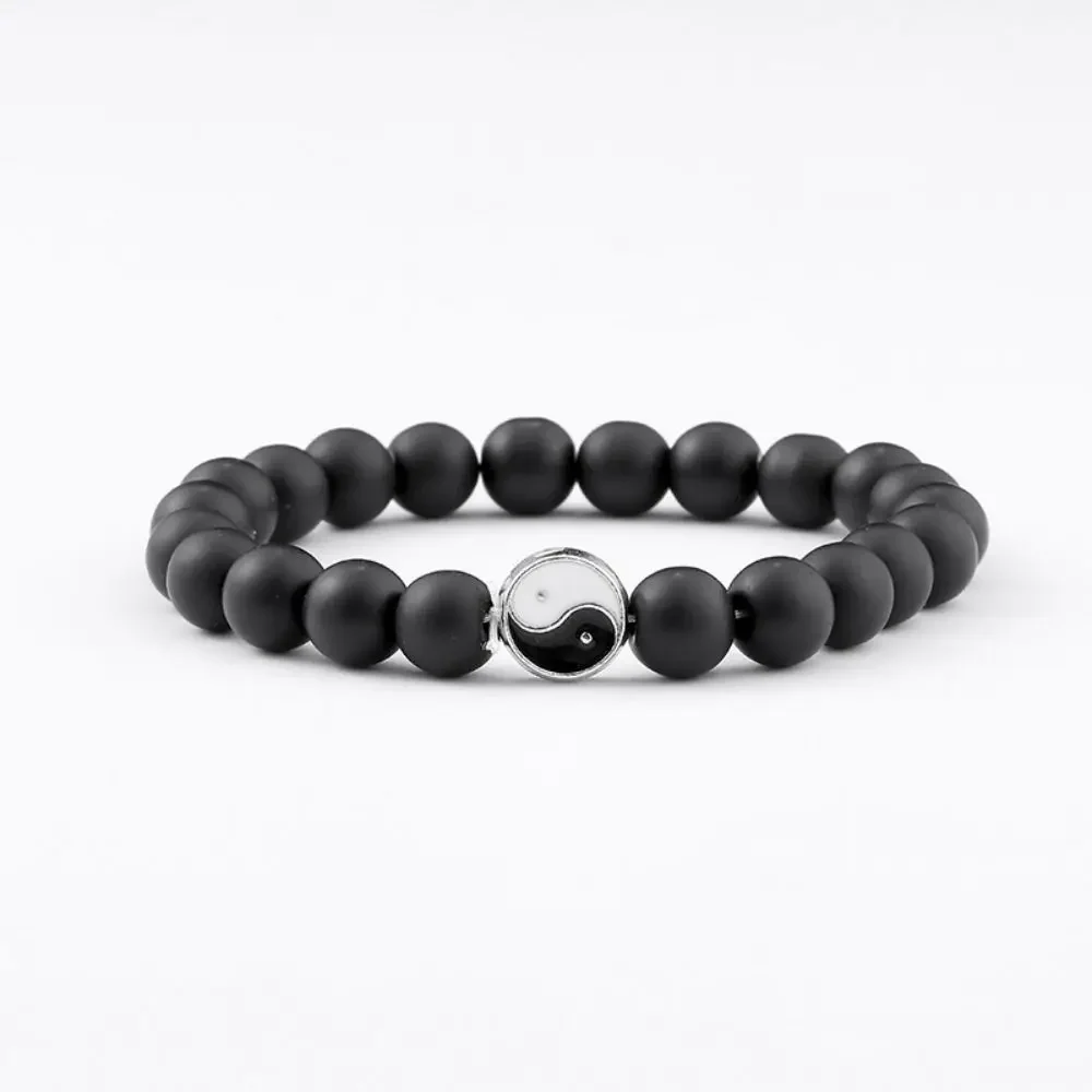 Fashion Simple Personality Bracelet Natural Stone Texture Beaded Tai Chi Bagua Bracelet For Men Women Jewelry