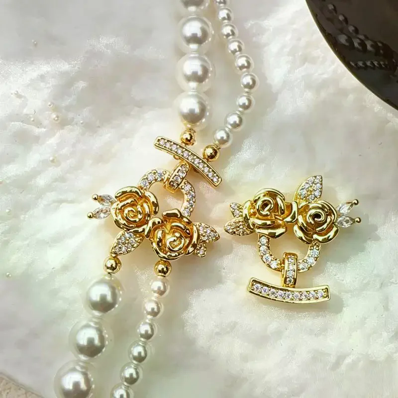 1 PCS Brass Multi-row Rose: Pearl Bracelet Necklace End Connecting Buckle DIY Jewelry Making Supplies