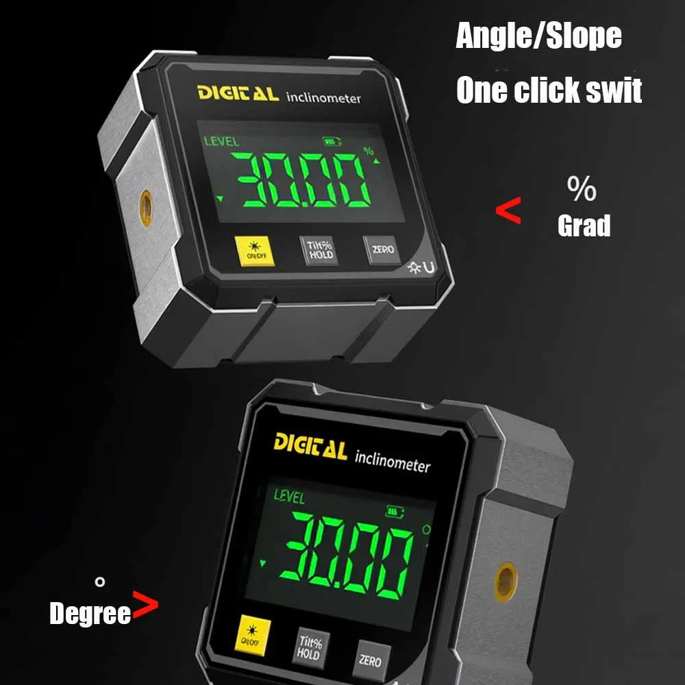 4-Side Magnetic Digital Angle Gauge With Laser Electronic Protractor Horizontometer Inclinometer Angle Ruler Slope Measuring