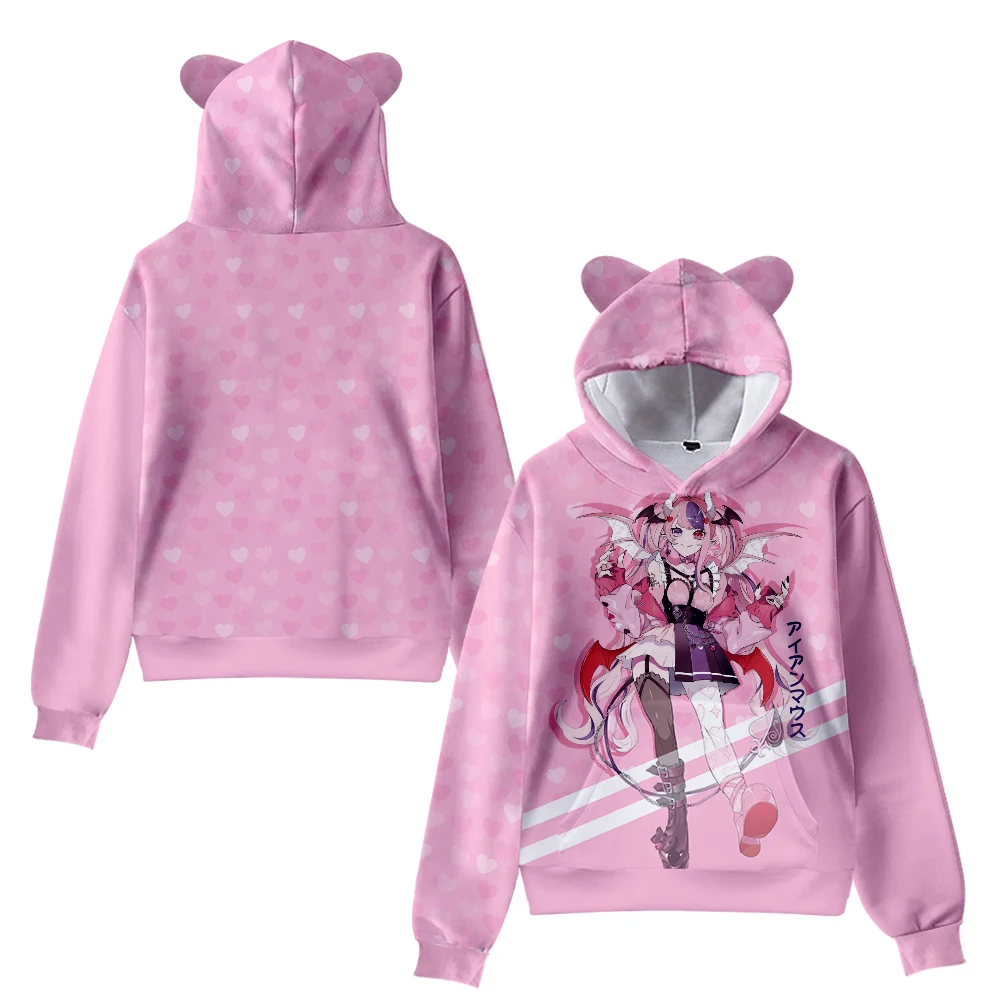 Ironmouse Cute Cat Ear Hoodie Women Men Long Sleeve Sweatshirt Casual Cute Pullover Clothes