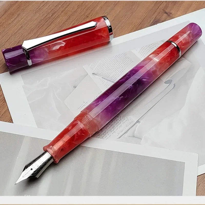 Penbbs 495 Transparent Yellow Fountain Pen Colored F 0.5mm Nib Beautiful Acrylic Writing Ink Pen for Business Office Stationery