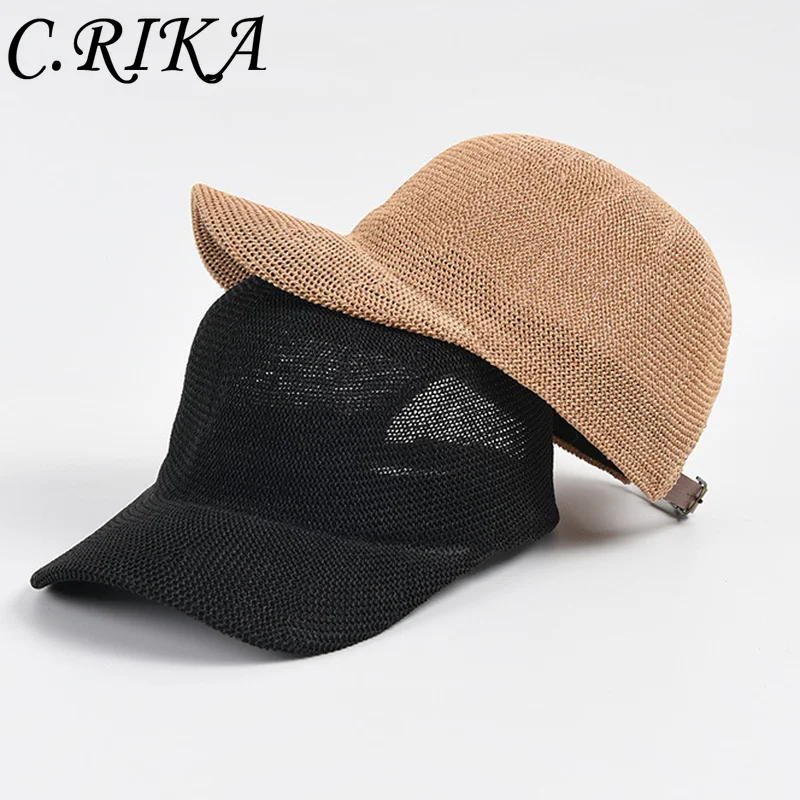 2024 Summer Breathable Straw Baseball Cap Men Outdoor Paper Sun Hats Women Solid Color Adjustable Shade Beach Hats Wholesale