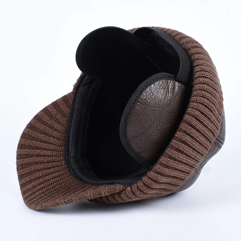 Winter Cap Man Russian Earflap Hat Autumn 2025 Ushanka Outdoor Warm Thick Fleece Lined Dad Hat Knitted Leather Baseball Caps