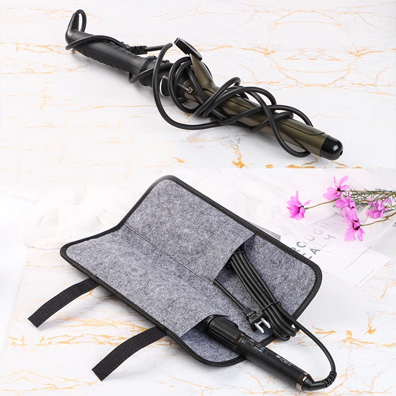 Hair Straightener Storage Bag Curling Iron Carrying Case Hair Flat Iron Straightener Curler Iron Pouch Heat Resistant Mat Pad