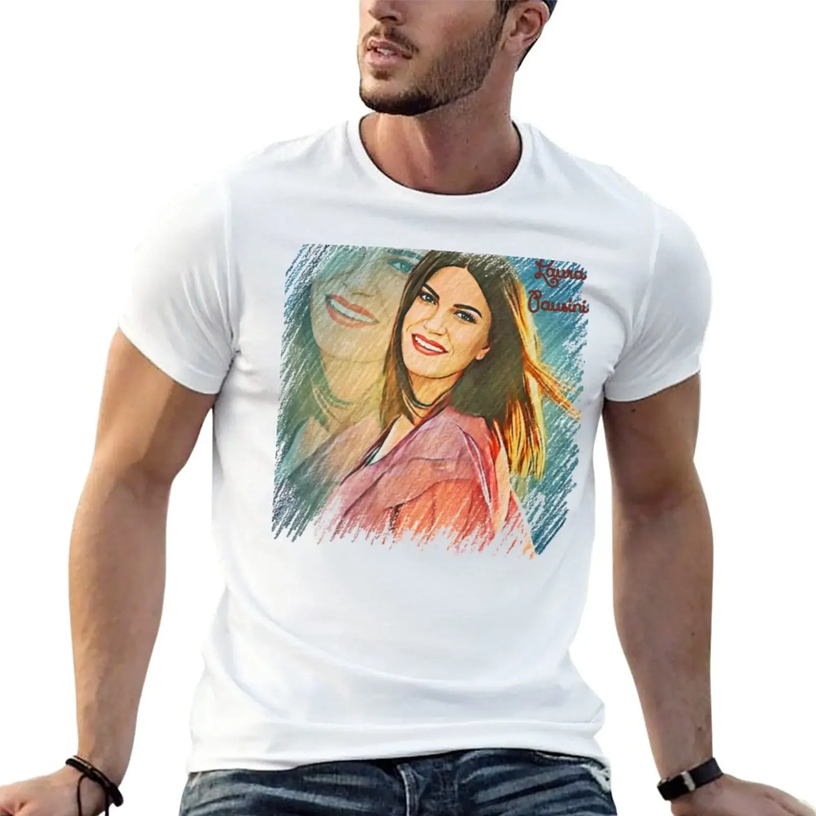 LAURA PAUSINI T-Shirt cute tops kawaii clothes customizeds t shirts for men cotton