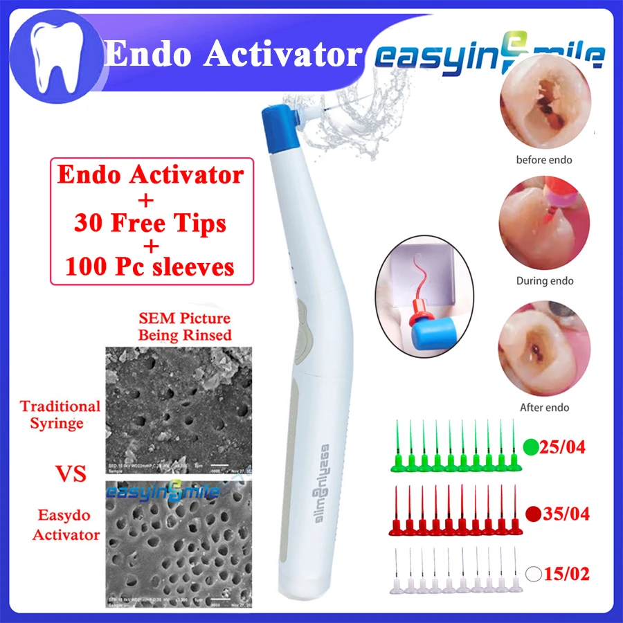 

EASYINSMILE Стоматологический Ирригатор Endo Ultra, беспроводной ирригатор, 60 насадок для очистки корневого канала