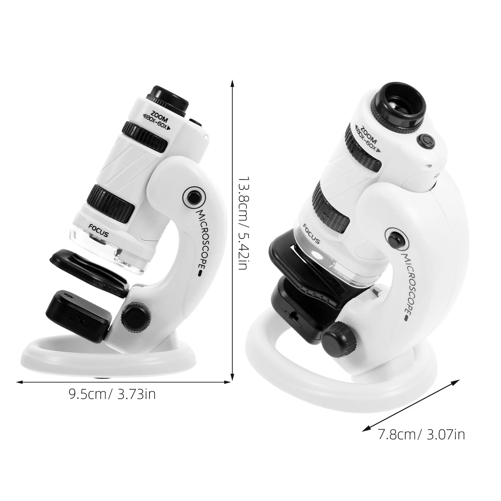 Kit científico de microscópio portátil para crianças, ferramenta educacional, ampliação 60x-180x, experimento de biologia, fornecimento de estudantes