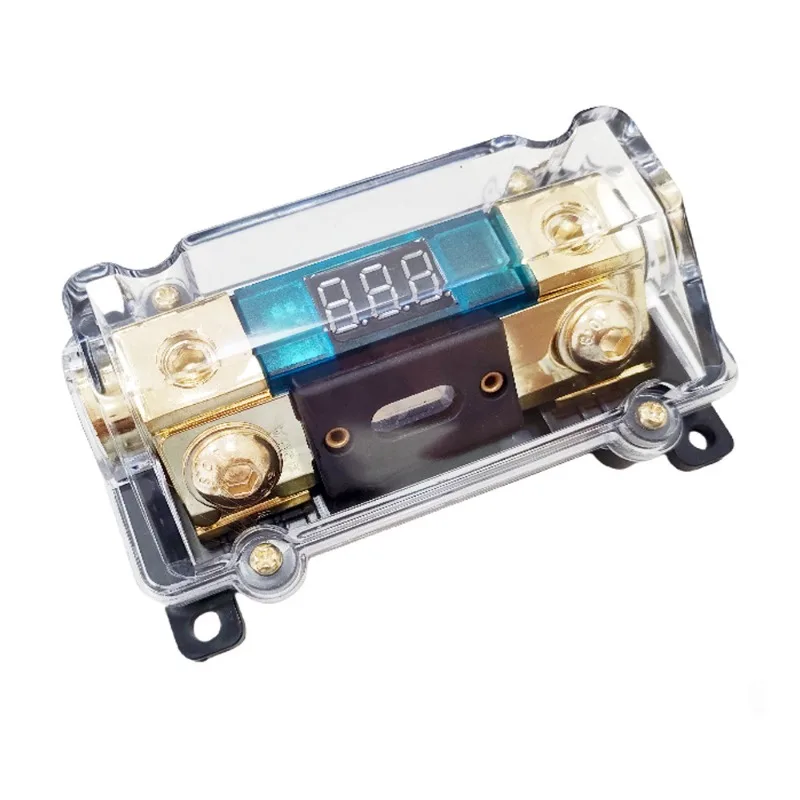 ​Digital Display Car Amplifier Fuse Box - 1 Input 2 Output Universal Auto Fuse Holder for DSP & Subwoofer Modification​