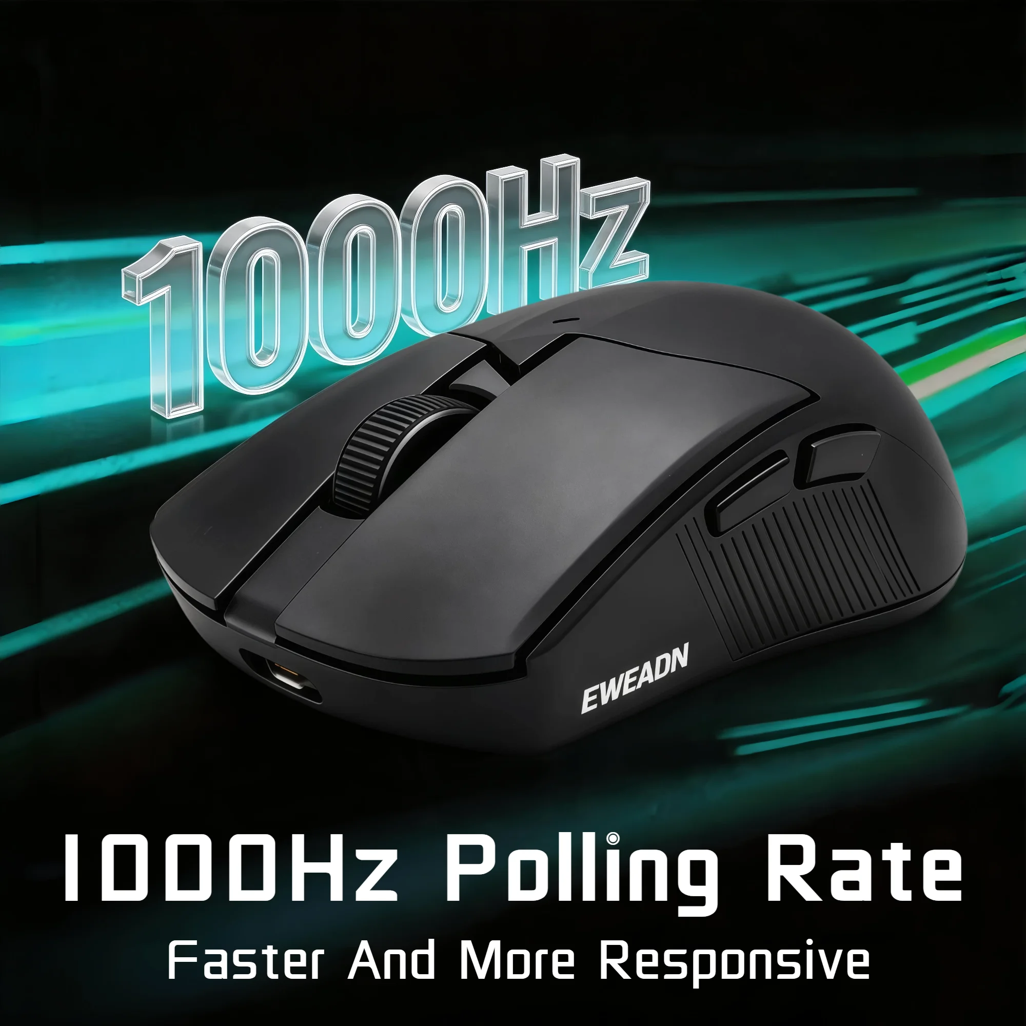 T-WOLF Wireless Mouse Bluetooth 2.4G Dual Mode 12800 DPI Gaming Mouse Rechargeable 500mAh Battery 1000Hz Polling Rate Lightweight 61g Office Gaming Mice for PC Laptop Tablet Black White