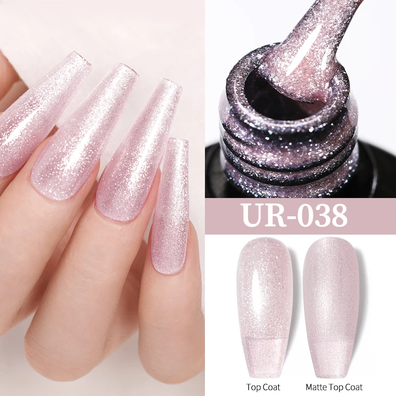 Ur SUGAR 7.5ml Ouro Aurora Leite Jelly Branco Gel Unha Polonês Glitter Sparking Verniz Semi-permanente Soak Off UV Gel Manicure