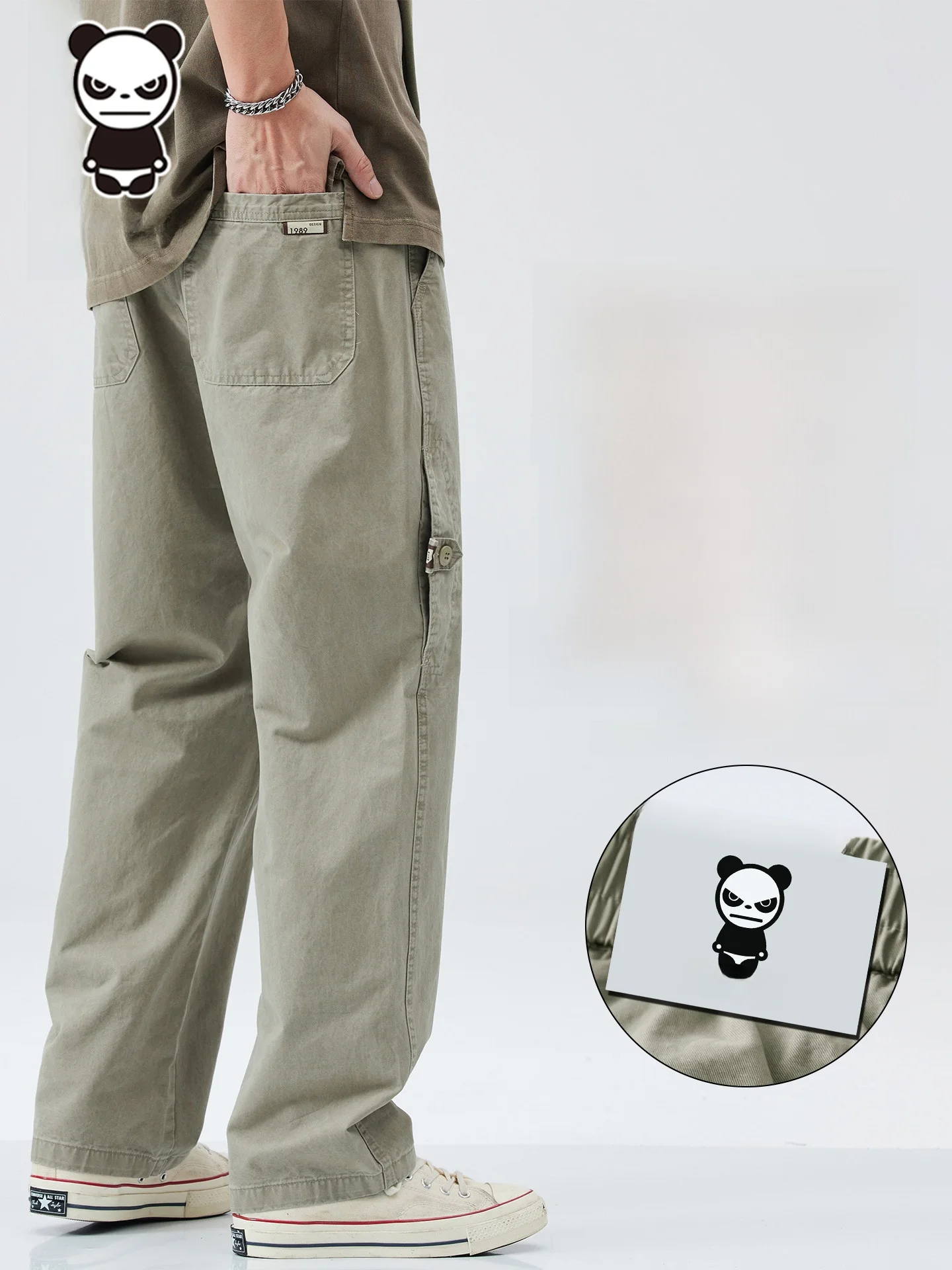 

Hipanda American Retro Straight Leg Casual Pants Men Summer New Loose Wide Leg Pants Breathable Comfortable Cotton Trousers