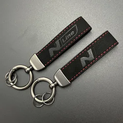 2024 Suede Leather Men Luxury Women Car Keychain For i30 i20 i10 Kona Elantra Sonata Tucson N Line Keychain Chain Accessories