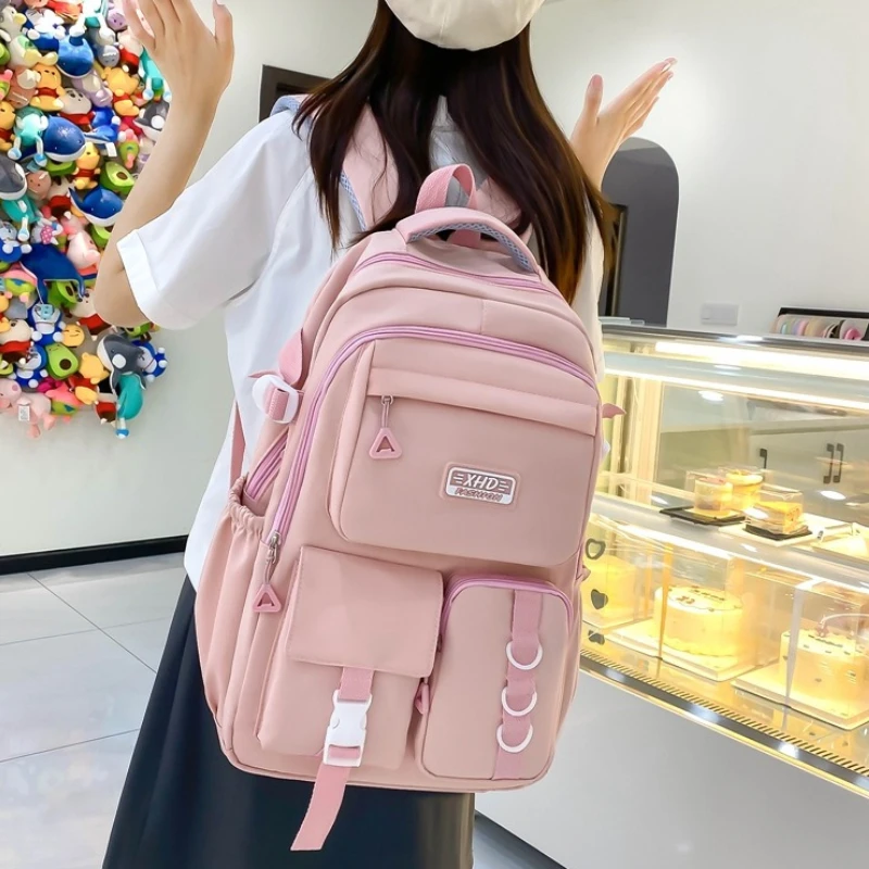 Multi-pocket Backpack for Teen Girls, Adjustable Padded Shoulder Straps Large Capacity School Bookbag,for Daily Casual Rucksack