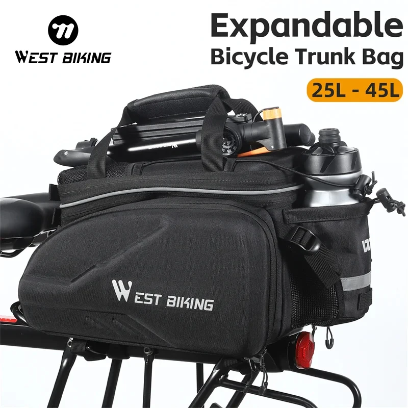 

WEST BIKING Multifunctional Bicycle Trunk Bag 25L-45L Bike Pannier Cycling Bag Travel Handbag With Rain Cover Bike Accessories