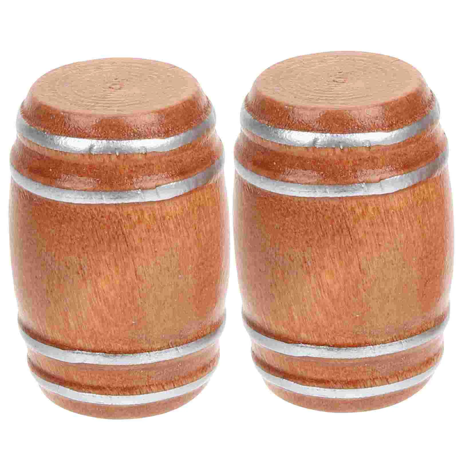 

2 Pcs Beer Barrel House Accessories for Home Test Tube Plant Holder Miniatures Decoration Tiny Wooden Child