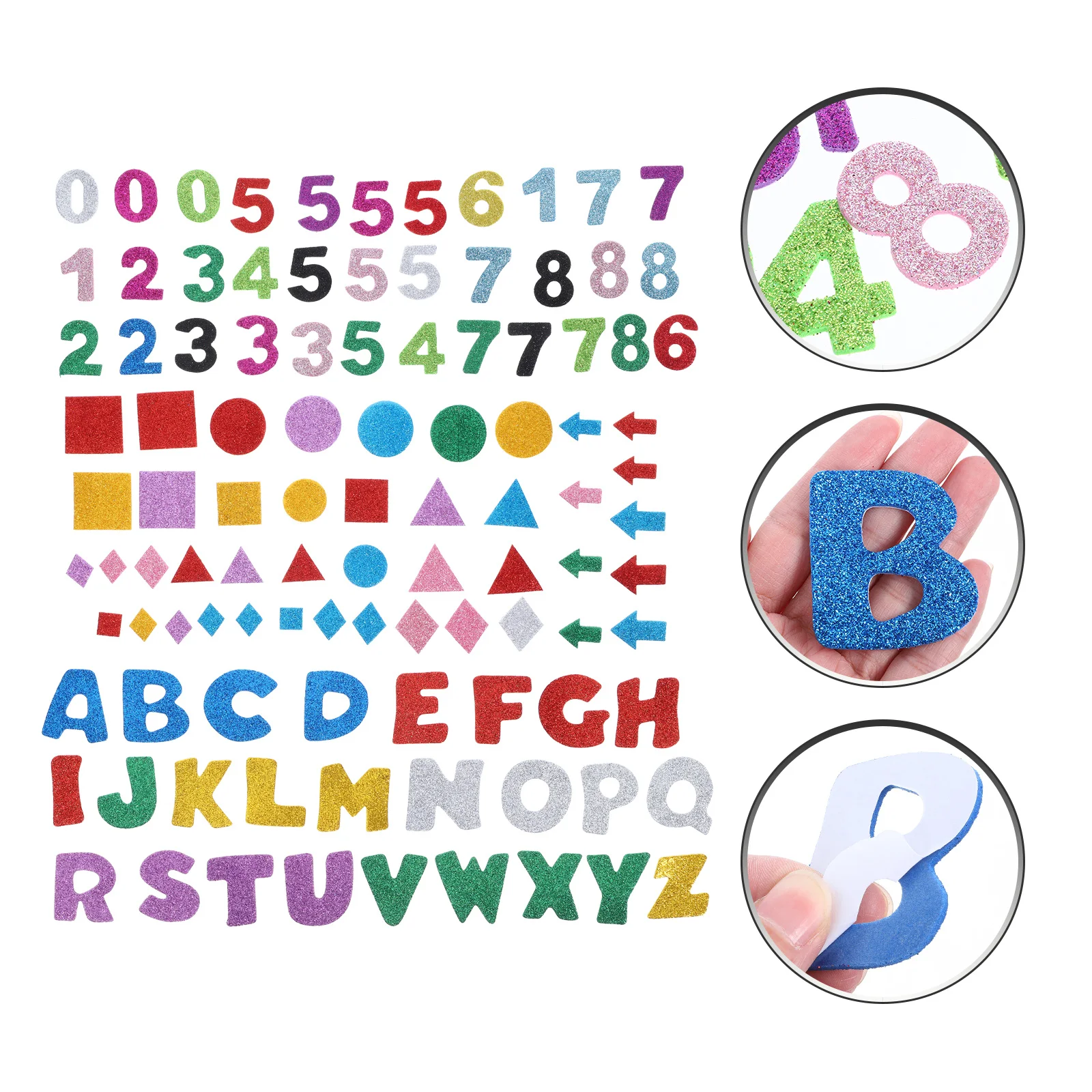 

3Sets Glitter Eva Letters for Classroom Bulletin Board Numbers Geometric Shapes Alphabet Stickers Large Self Adhesive Sequin