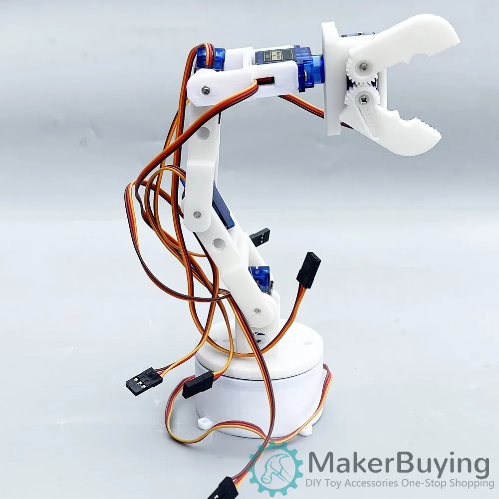 6dof 3D printing white six axis robotic arm DIY robot assembly 3D printing product SG90 SNAM7600