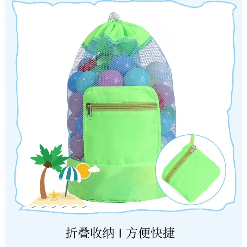 Children Sand Away Protable Mesh Bag Foldable Beach Toy Bag Kids Toys Storage Bags Beach Net Drawstring Storage Backpack