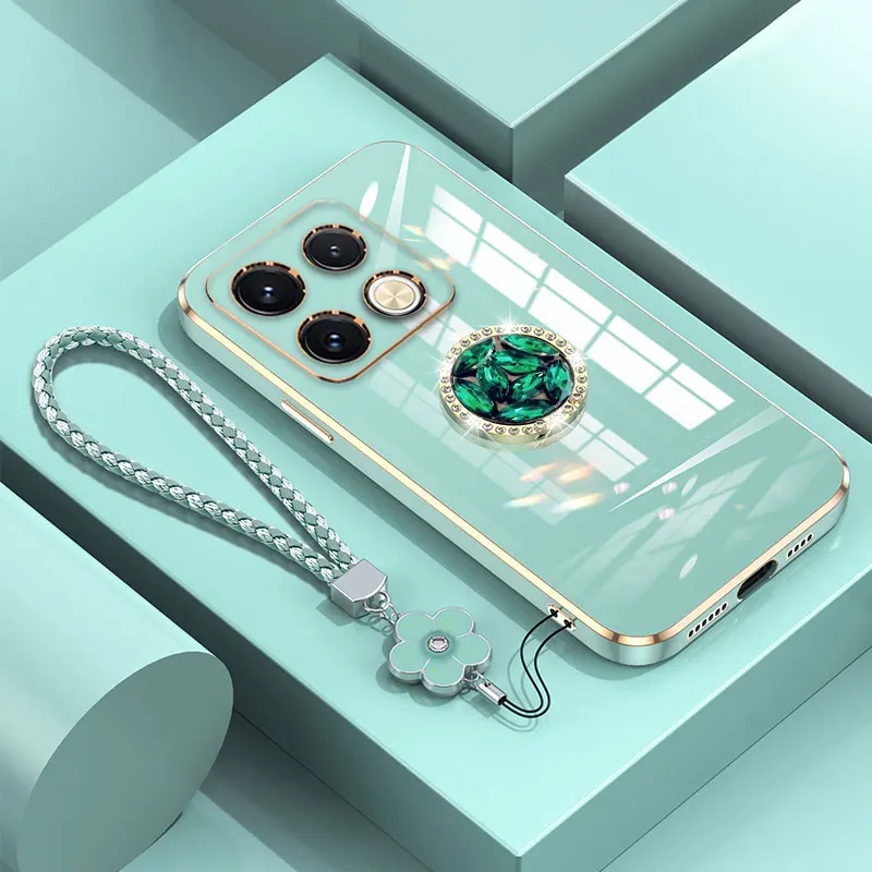 Note40 pro+ Case with Lanyard,Luxury Diamond Holder Case For infinix Note 30 40 pro plus Hot 40 30i Zero30 Cover Case Stand Ring