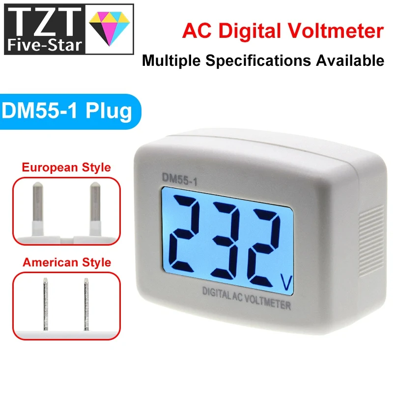 AC 110V 220V Digital Voltmeter EU US Plug Volt Meter Socket Voltage Tester LCD Display Voltage Meter Wall Flat Voltage Meter