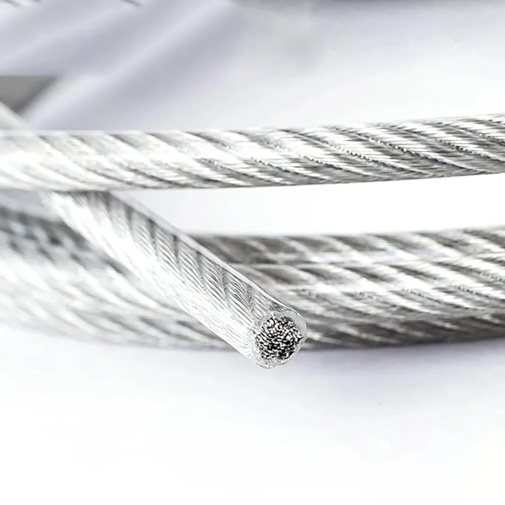 10m 304 Stainless Steel PVC Coating Wire Rope 0.3/0.4/0.5/0.6/0.45/0.5/0.6/0.8/1/1.2/1.5/2/2.5/3/4/5/6/8/10/16mm 1x7 7x7 7x19