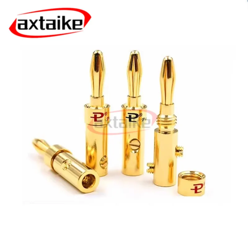 Banana Plug 4mm Copper 4K Gold Plated Connector for Speaker Audio Jack Adapter Stereo Solderless Banana Connector Binding Post