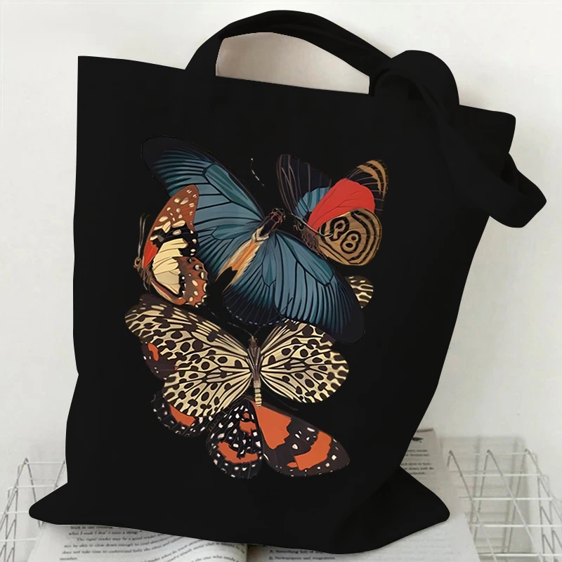 Women Tote Bags Flower Butterfly Graphic Lightweight Pattern Designer Shopper Bag Vintage Flower Technically Print Women Handbag