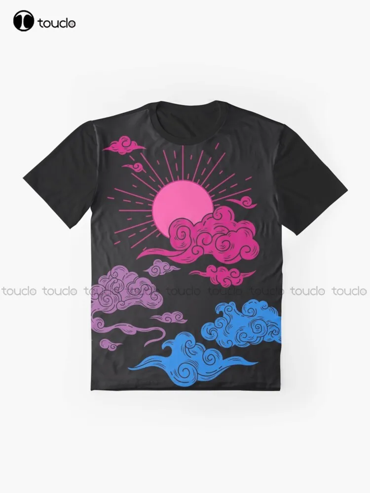 Bi Sun And Clouds. Bisexual Pride Graphic T-Shirt Custom Aldult Teen Unisex Digital Printing Tee Shirts Christmas Gift Xs-5Xl