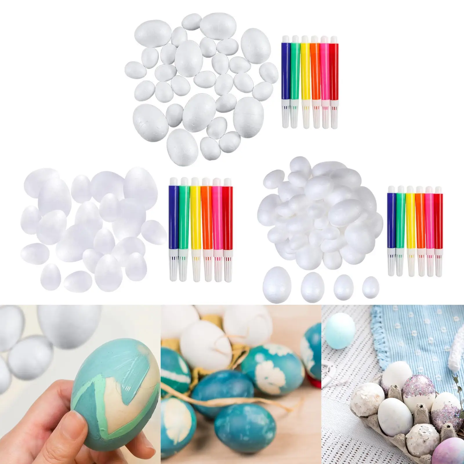 Foam Eggs Decoration Smooth Polystyrene Eggs for Ornaments Decorating Spring