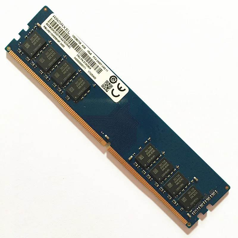 

RAMAXEL DDR4 RAM 4GB 2400MHz 4GB 1Rx8 PC4-2400T-UA2-11 UDIMM 288PIN 1.2V Desktop Memory RAMs