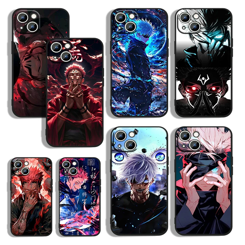 Anime Jujutsu Kaisen For Apple iPhone 15 14 13 12 Mini 11 XS XR X 8 7 Pro Max Plus Soft Silicone Black Phone Case