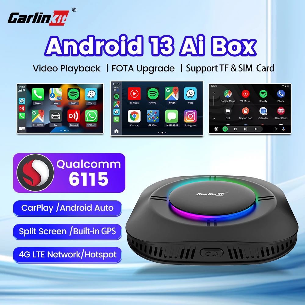 Carlinkit Carplay Ai Box Android 13 Wireless Car Play Android Auto Ambient S2 For Netflix Wireless Streaming Box For Audi Toyota